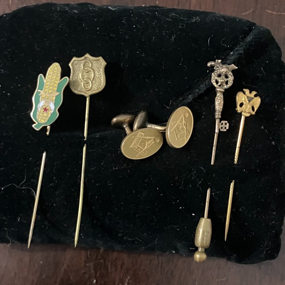 Antique & Vintage Masonic Shriner Jewelry Lot Cufflinks Stick Pin 32 Odd Fellows